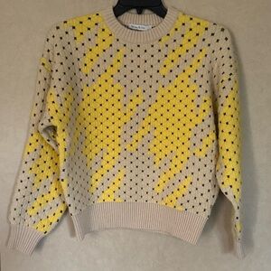 Vibrant Yellow and Cream Knit Sweater